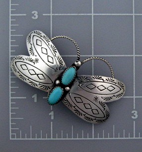 Navajo Sterling Silver Turquoise  Hair Barrette T YAZZI