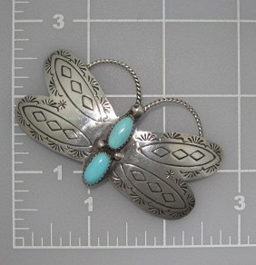 Navajo Sterling Silver Turquoise  Hair Barrette T YAZZI