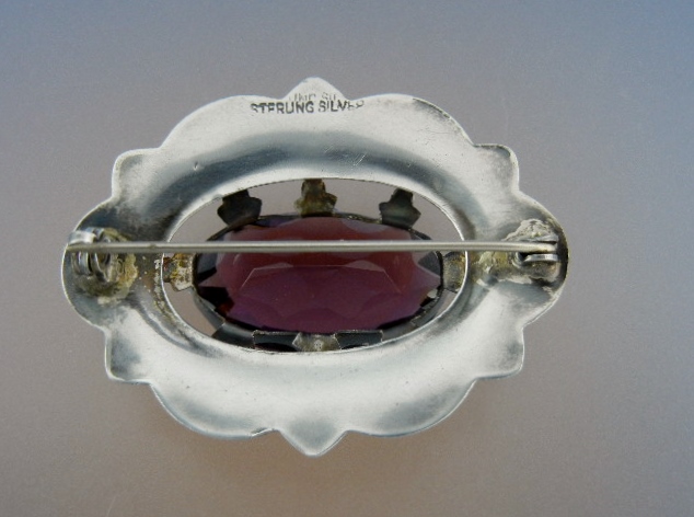 Antique Sterling Silver Agate Amethyst Scottish Brooch