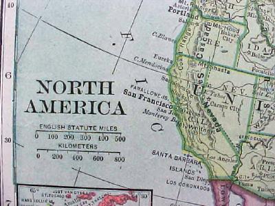 1904 Map North America Antique