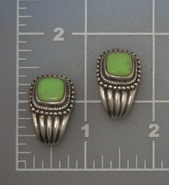 Navajo Gaspeite Sterling Silver Clip Earrings