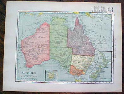 1904 Map Australia Oceania And Pacific Antique