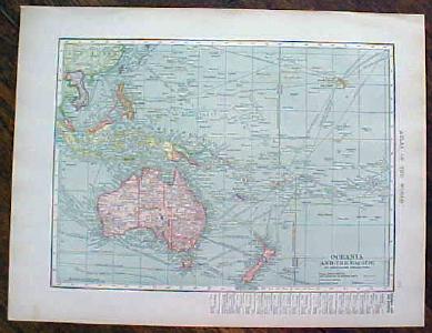 1904 Map Australia Oceania And Pacific Antique