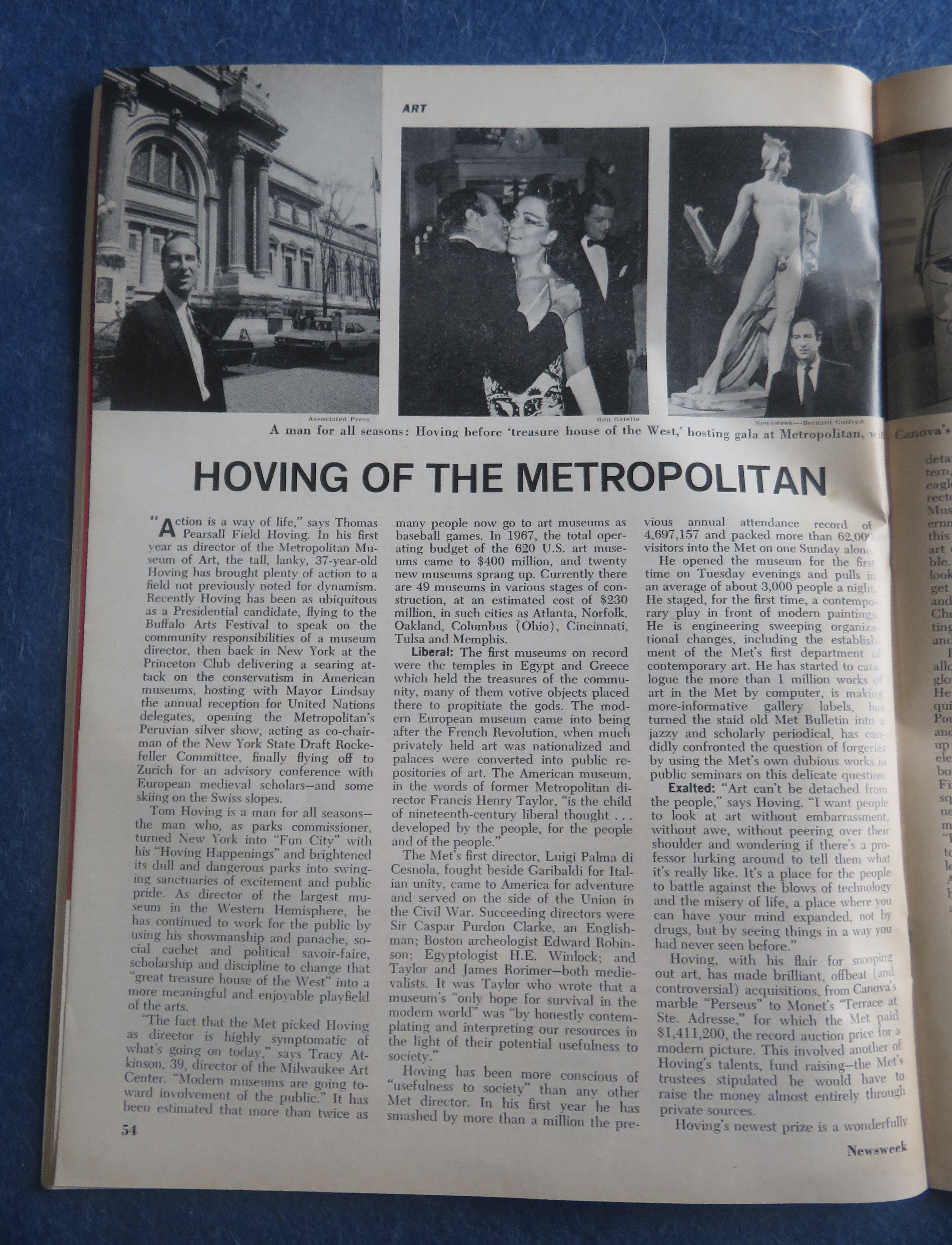 Newsweek Magazine April 1, 1968 Thomas Hoving
