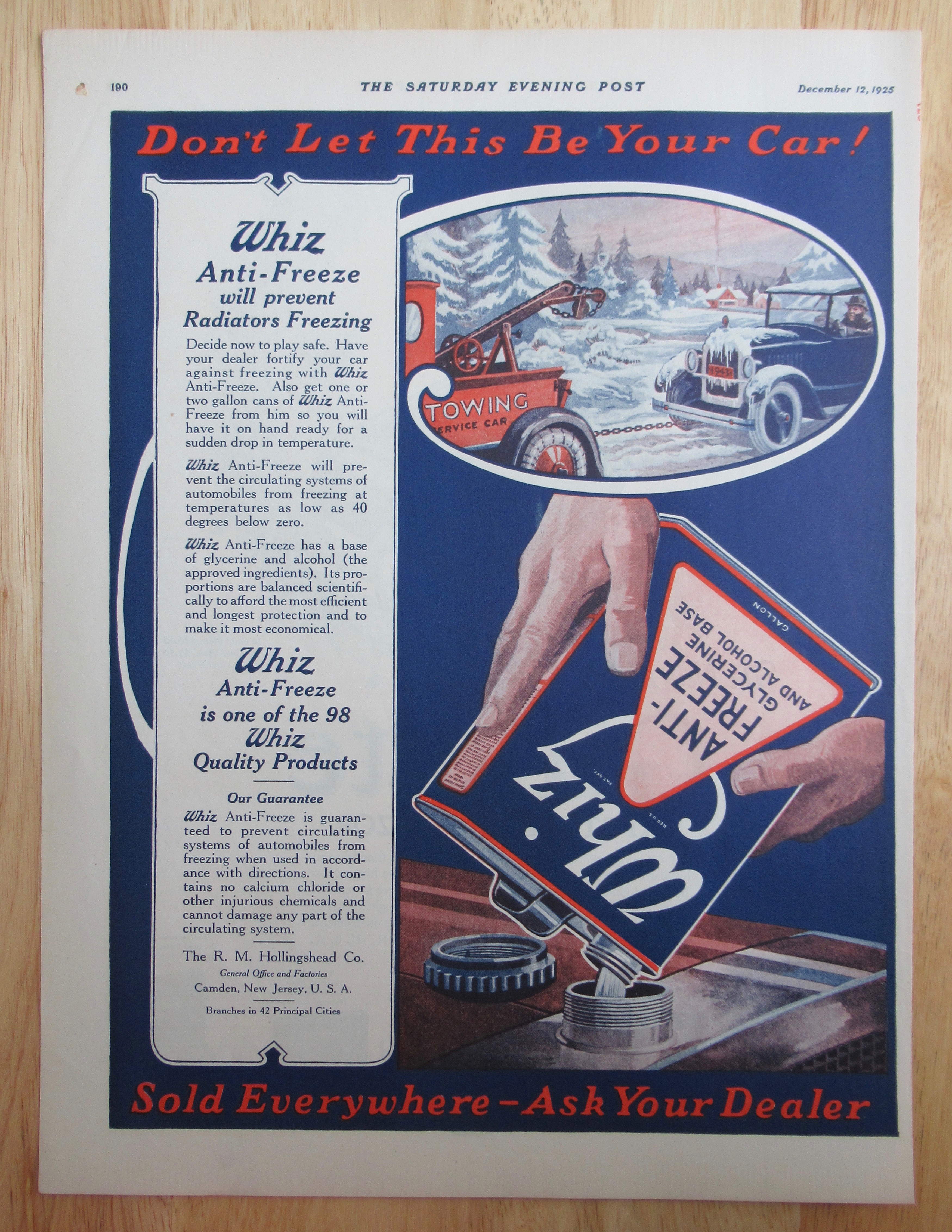 1925 Whiz Anti Freeze with Don't Let This Be Your Car
