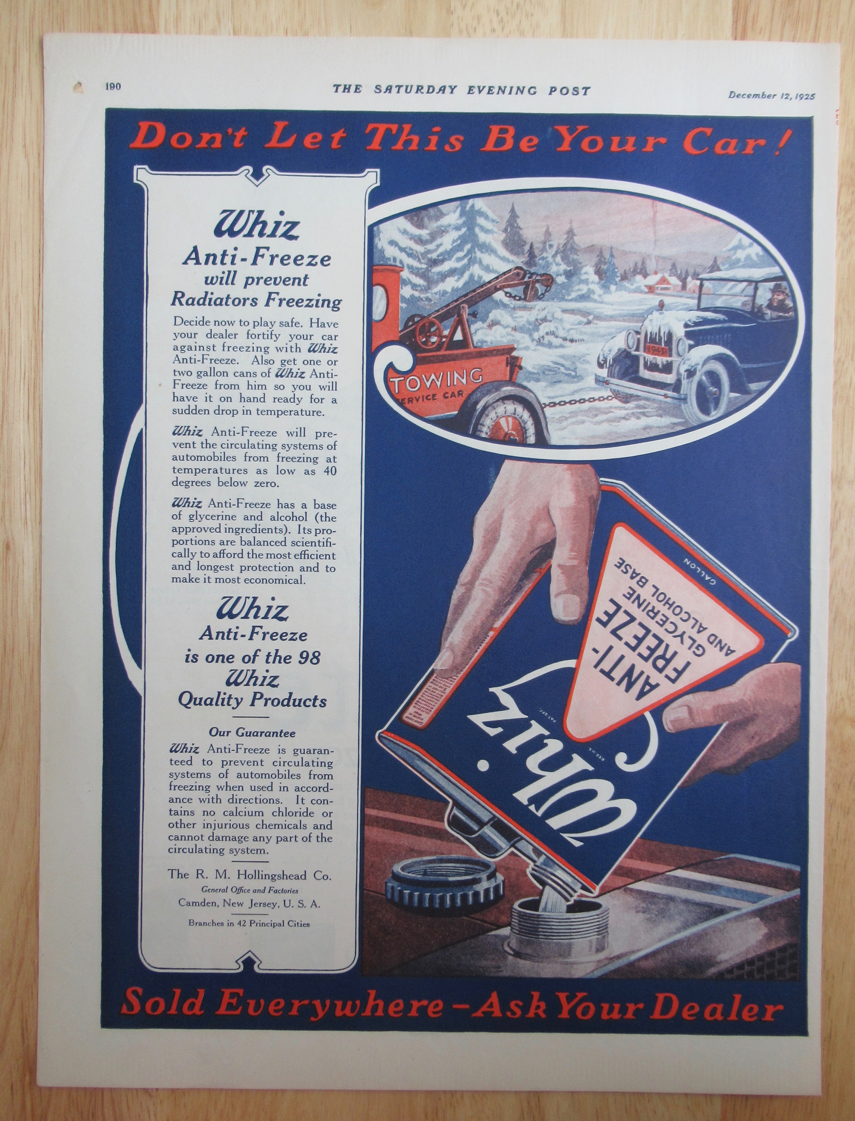 1925 Whiz Anti Freeze with Don't Let This Be Your Car