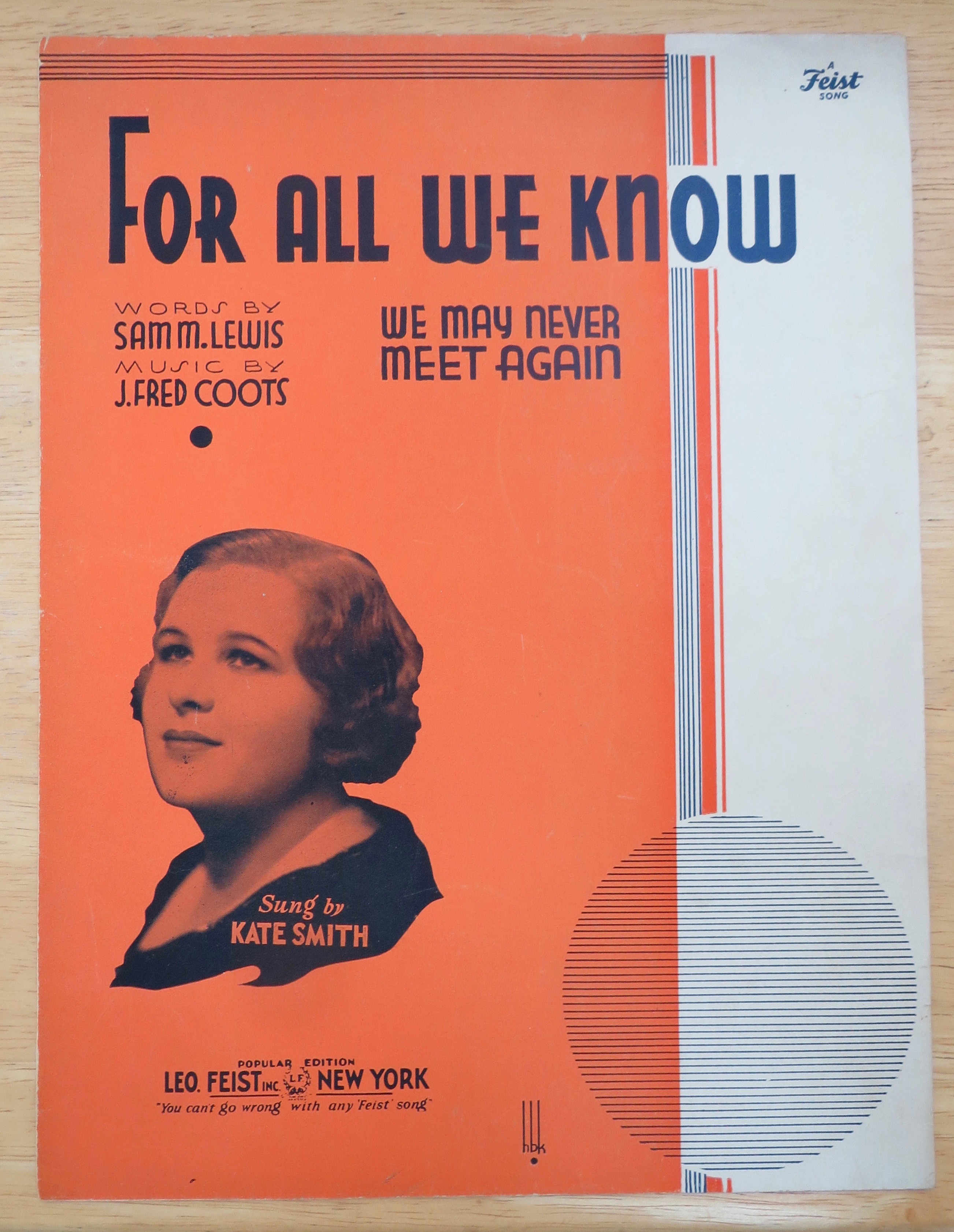 1934 For All We Know Sheet Music By Lewis & Coots