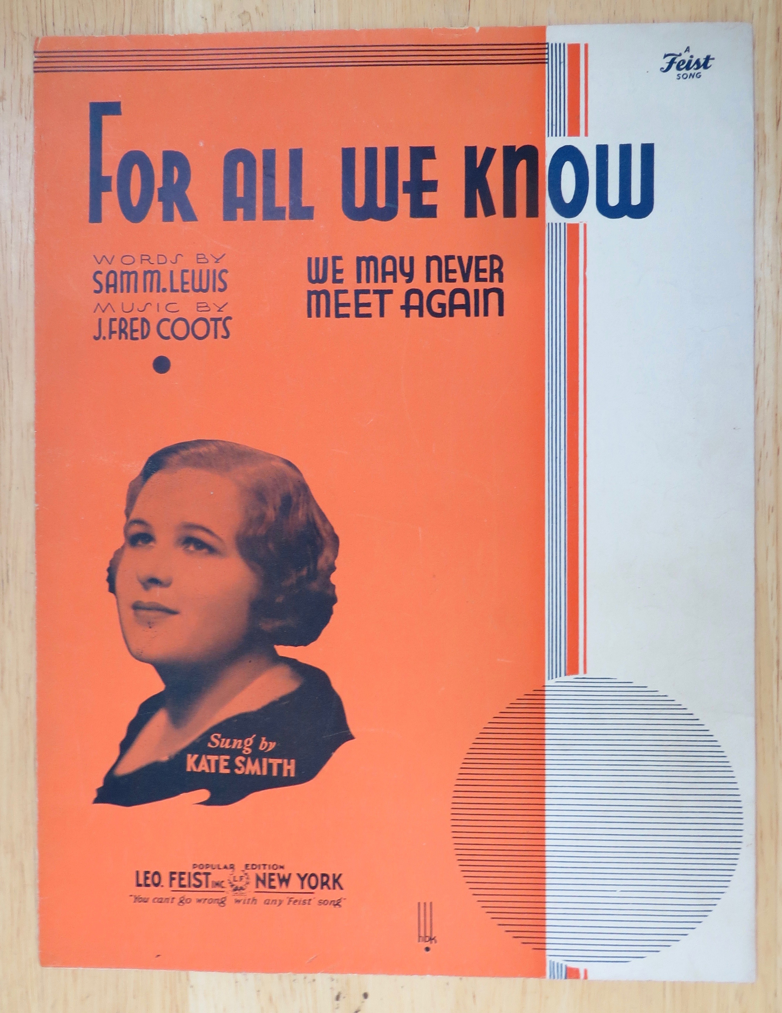 1934 For All We Know Sheet Music By Lewis & Coots