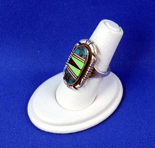 Navajo Sterling Silver Coral Onyx Turquoise Gaspeite Ri