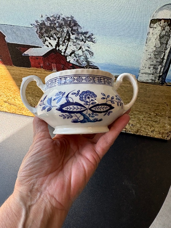 Enoch Wedgwood Tunstall Blue OnionBlue Heritage Pattern Sugar Bowl No Lid