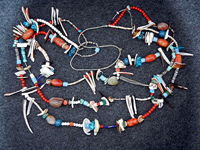 Native American Treasure Neckalce Coral Turquoise Shell