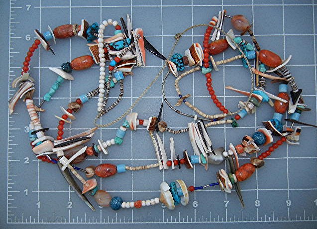 Native American Treasure Neckalce Coral Turquoise Shell