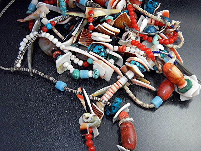 Native American Treasure Neckalce Coral Turquoise Shell
