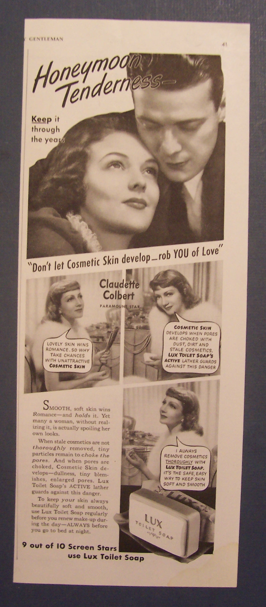 1938  Lux  Toilet  Soap  with  Claudette  Colbert