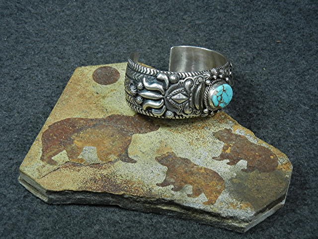 Darryl Becenti RIP Sterling Silver Turquoise Cuff