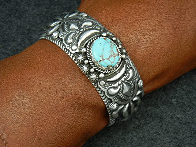 Darryl Becenti RIP Sterling Silver Turquoise Cuff