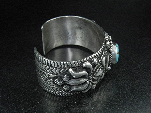 Darryl Becenti RIP Sterling Silver Turquoise Cuff