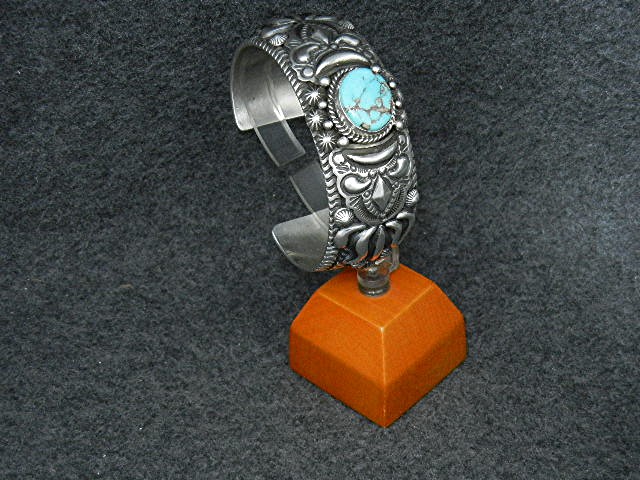 Darryl Becenti RIP Sterling Silver Turquoise Cuff
