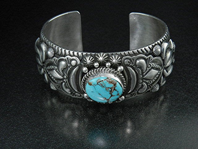 Darryl Becenti RIP Sterling Silver Turquoise Cuff