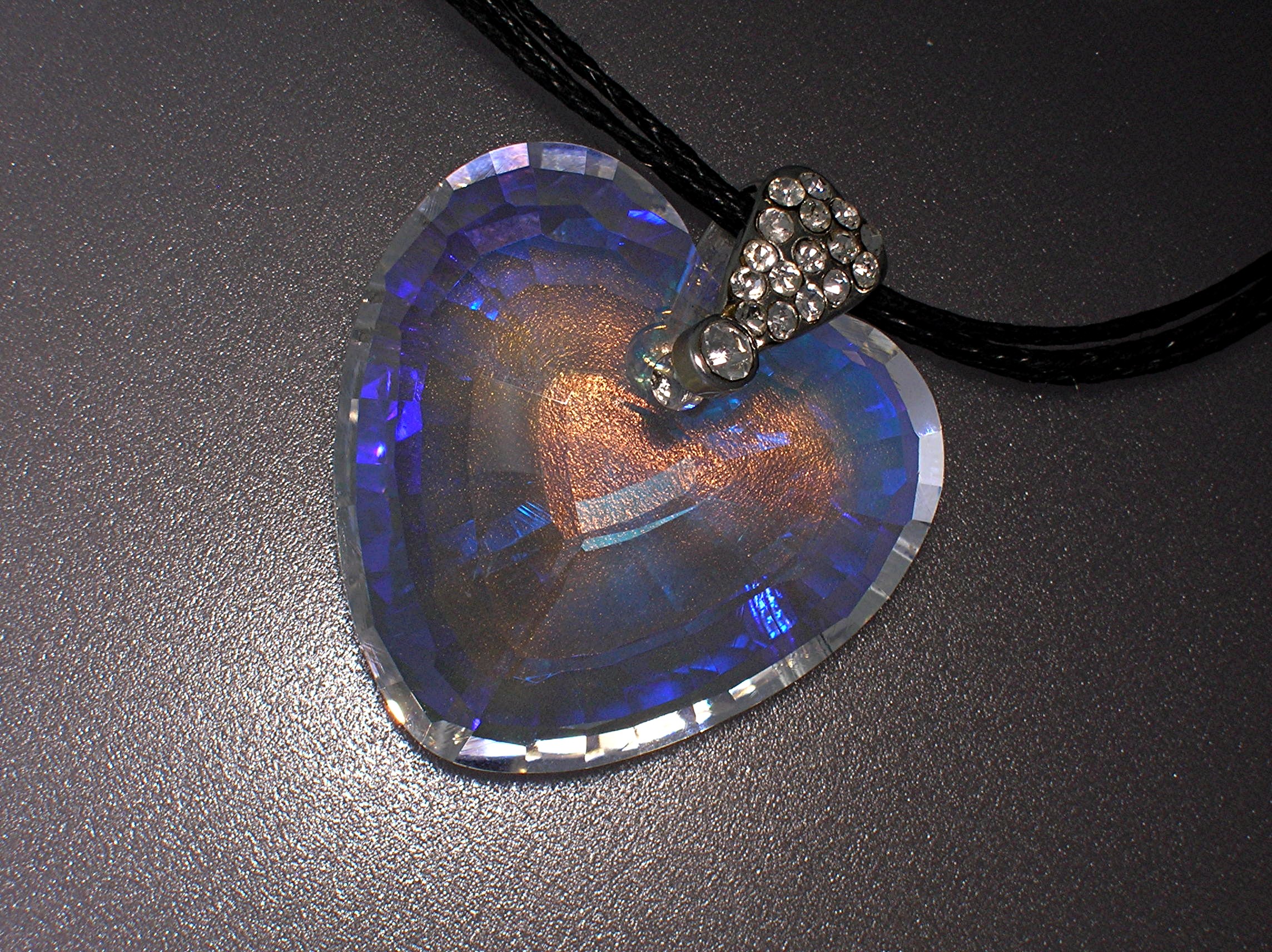 Opalescent Heart Pendant Cord necklace