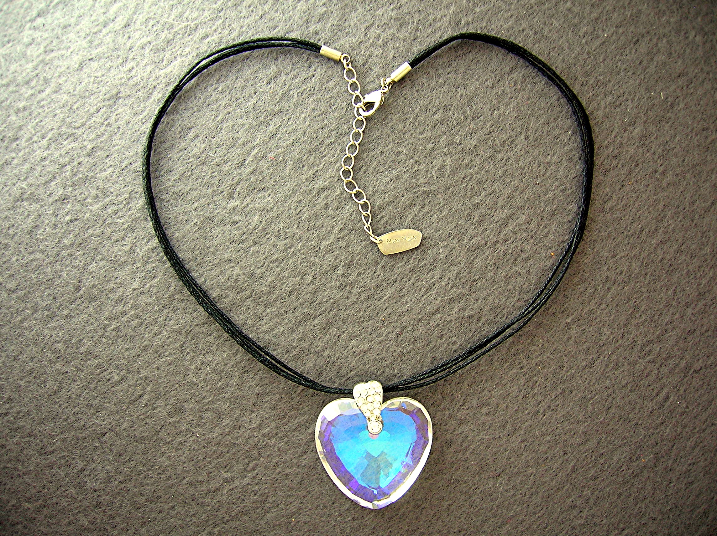 Opalescent Heart Pendant Cord necklace