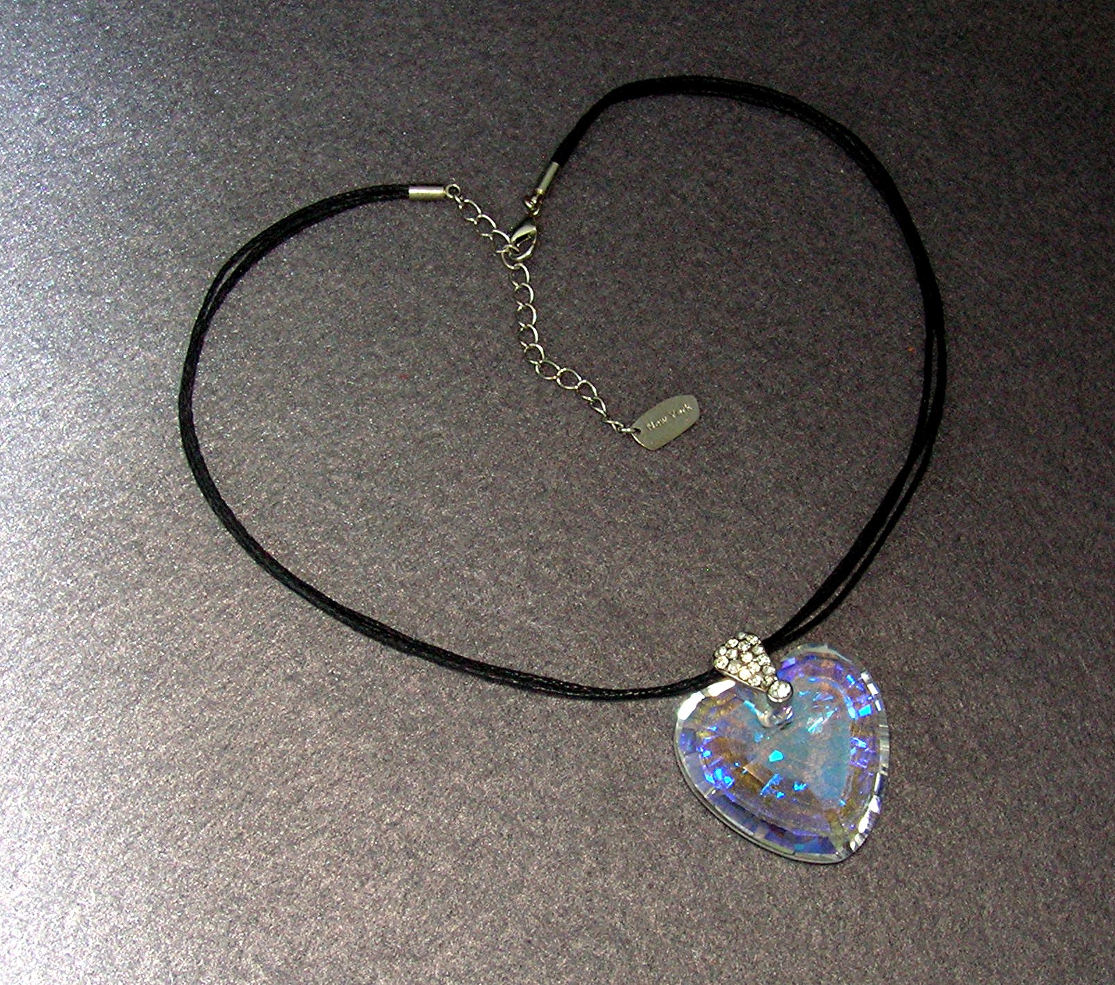 Opalescent Heart Pendant Cord necklace