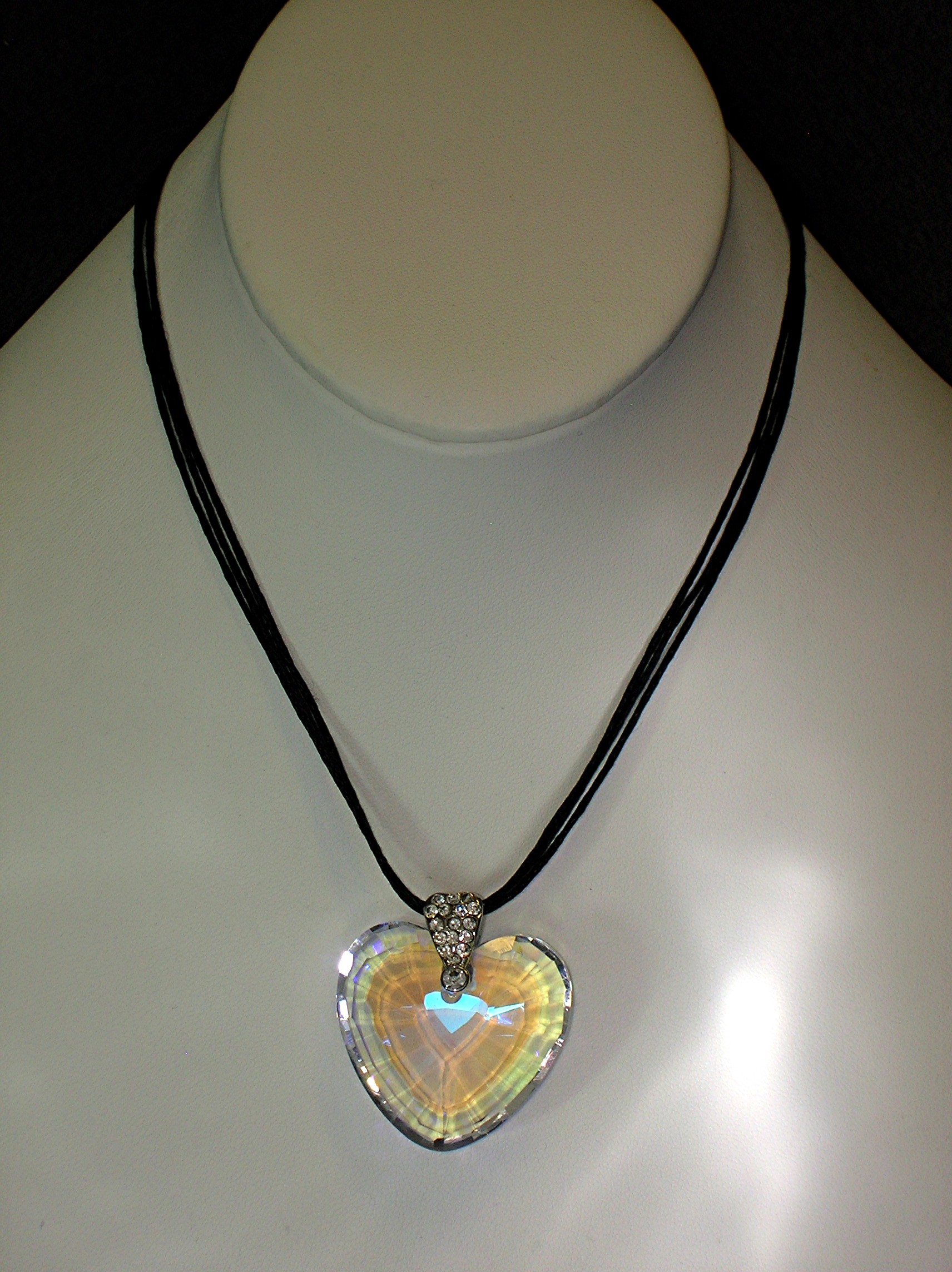 Opalescent Heart Pendant Cord necklace