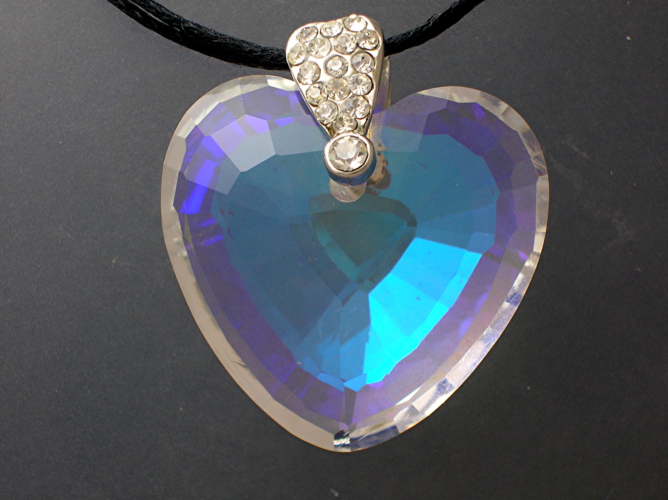 Opalescent Heart Pendant Cord necklace