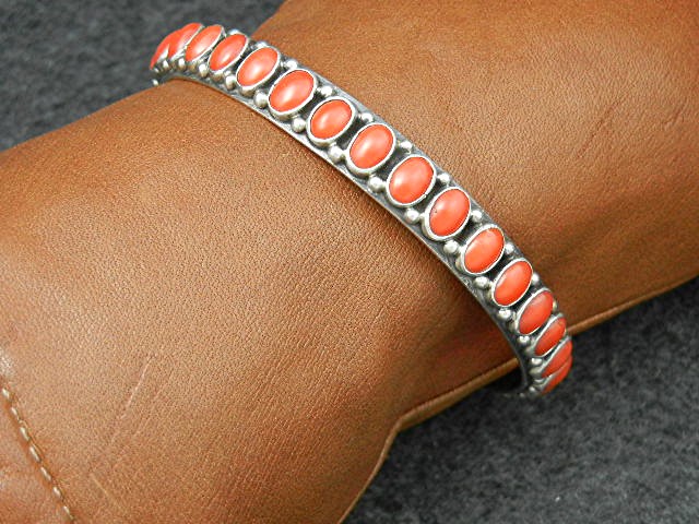 RJ Apachito Mediterranean Coral Sterling Silver Bangle