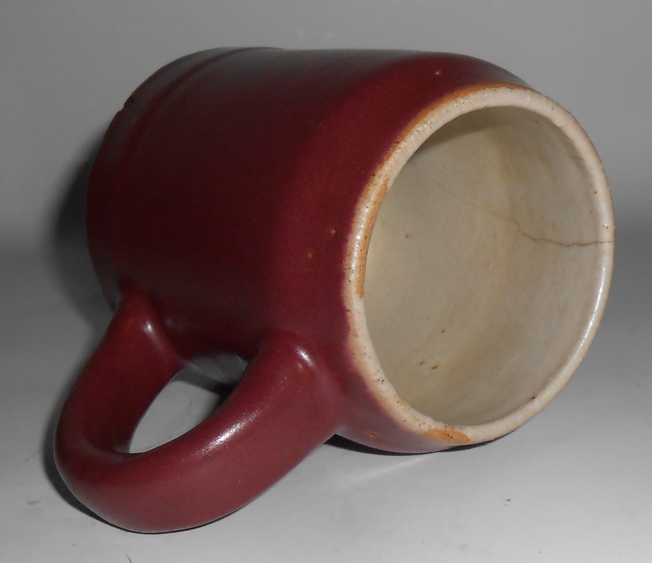 Zanesville Stoneware Pottery Matte Rose/White Beer Mug