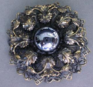 Brooch Pin Unusual Ornate Large Stone