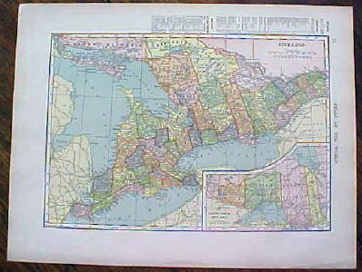 1904 Map Quebec Ontario Antique