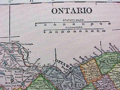 1904 Map Quebec Ontario Antique
