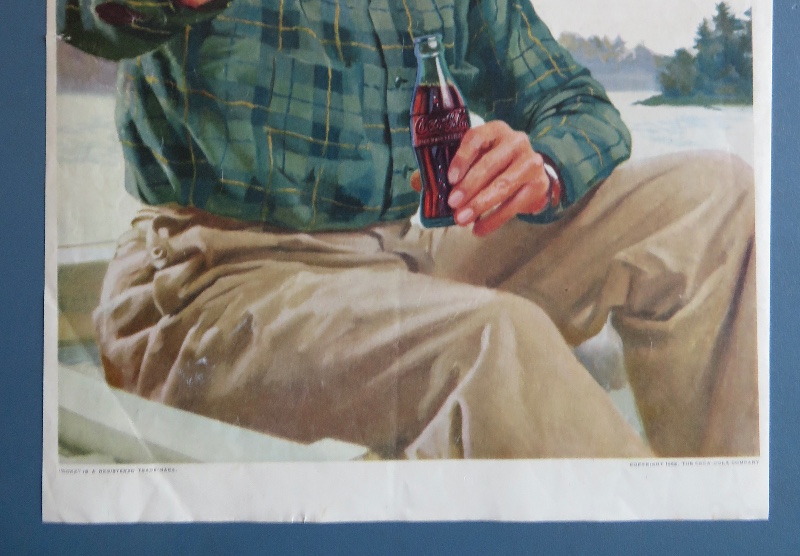 1952 Coca Cola (Coke) with Man in a Boat Holding a Bottle of Coke