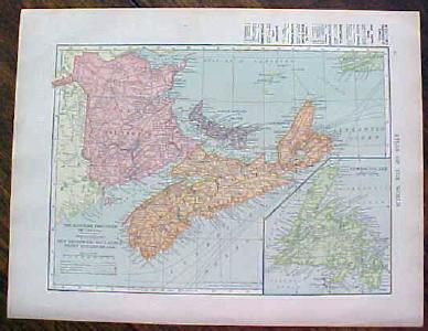 1904 Map Dominion of Canada And Maritime Provinces