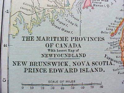 1904 Map Dominion of Canada And Maritime Provinces