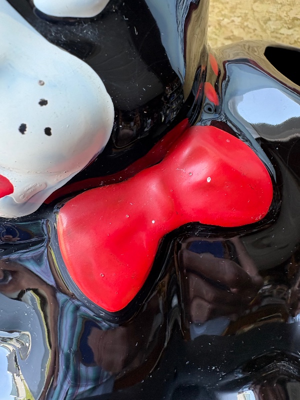 Black Cat Planter mid century 1950s cold painted