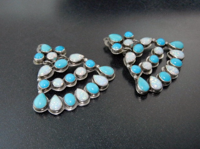 E Jackson Opal Sleeping Beauty Turquoise Sterling Clips