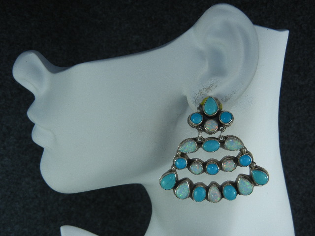 E Jackson Opal Sleeping Beauty Turquoise Sterling Clips