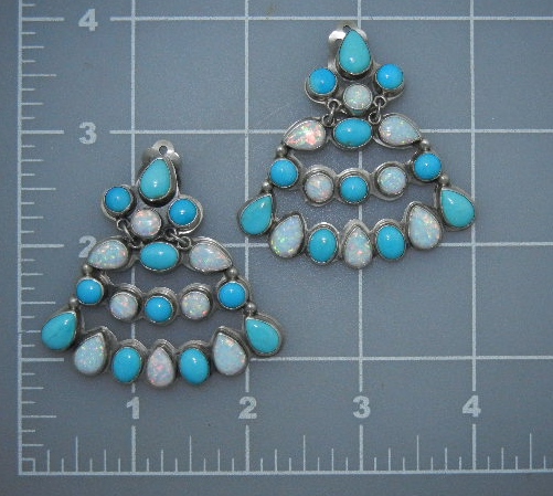 E Jackson Opal Sleeping Beauty Turquoise Sterling Clips