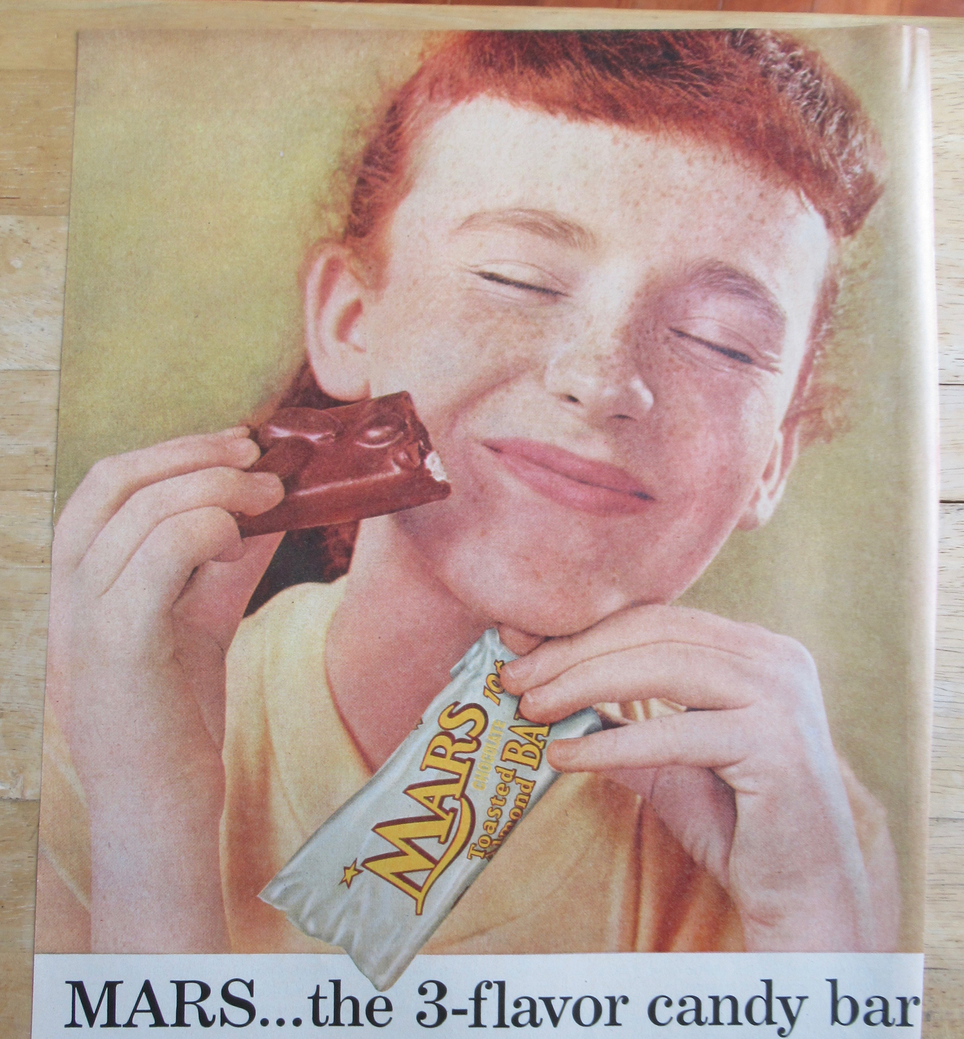 1957 Mars Toasted Almond Bar w/ Girl Eating Candy Bar