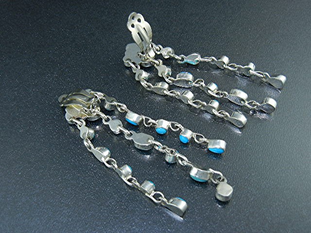 Sleeping Beauty Turquoise Navajo Sterling Silver Clips
