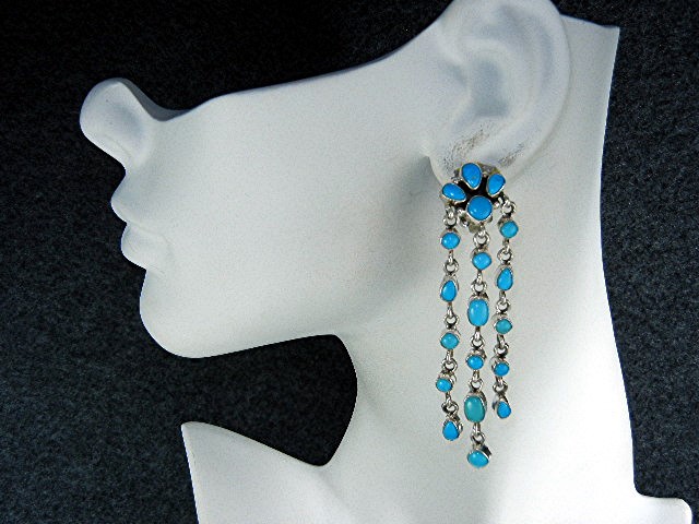 Sleeping Beauty Turquoise Navajo Sterling Silver Clips