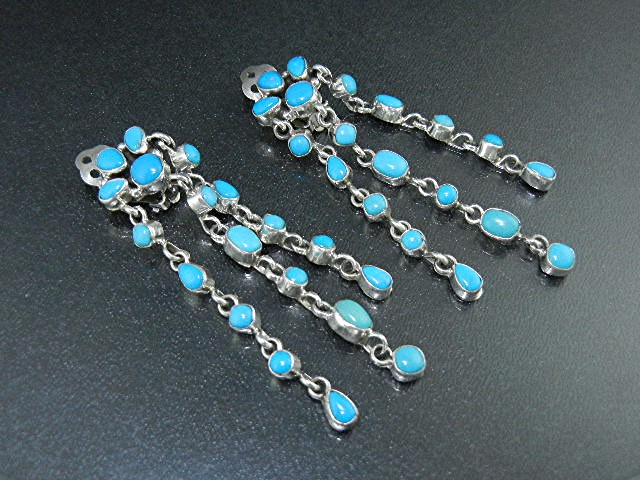 Sleeping Beauty Turquoise Navajo Sterling Silver Clips