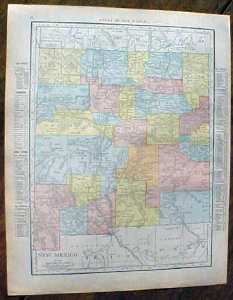 Antique Map Colorado New Mexico 1912 Rand McNally