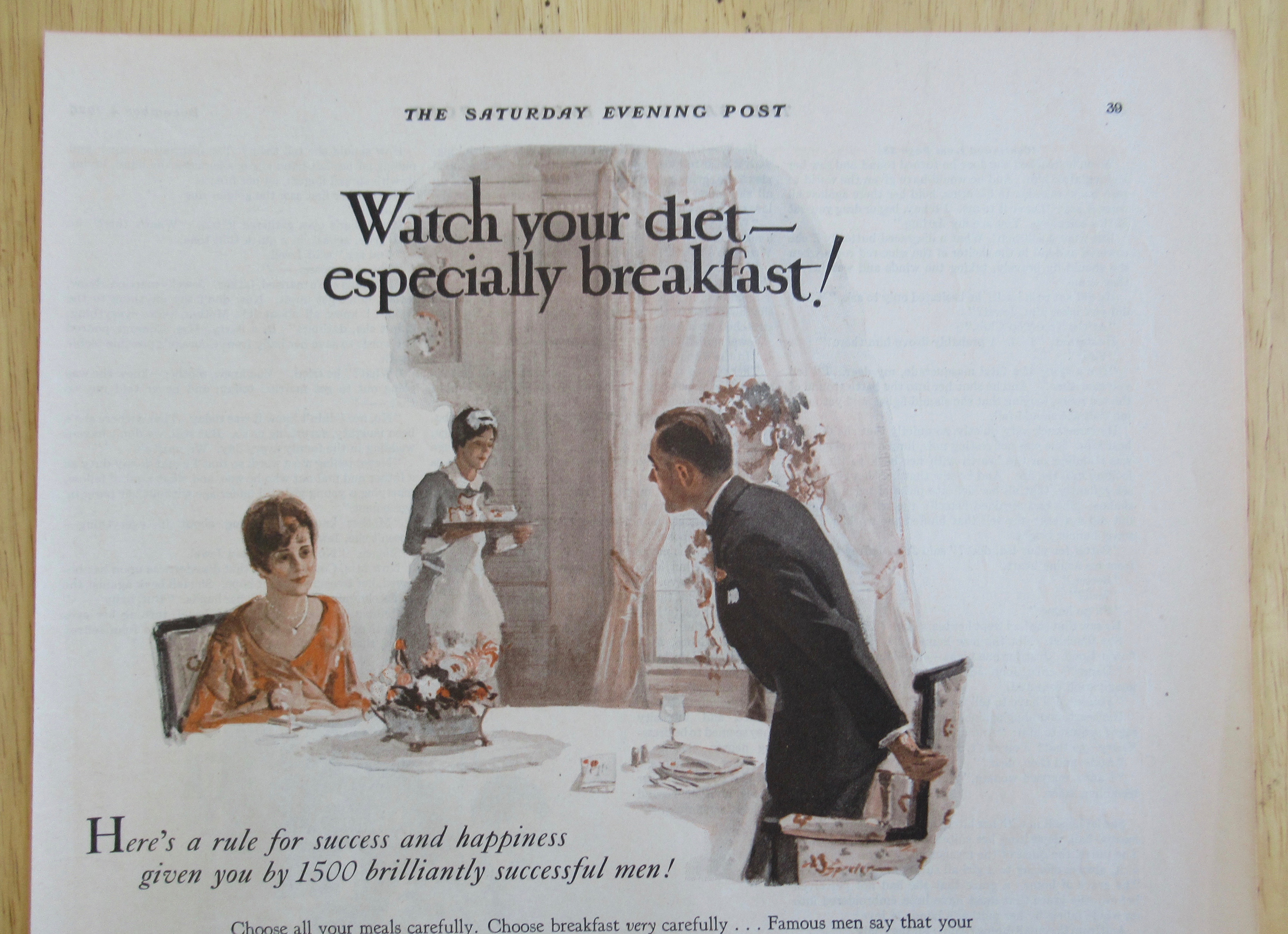 1926 Grape Nuts Cereal w/ Woman & Man Having Breakfast