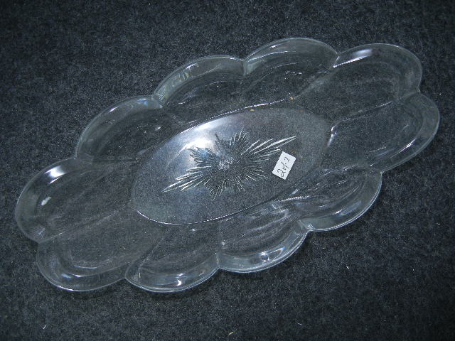 Pressed  Glass Spoon Holders Relish Dish Scalloped Edge