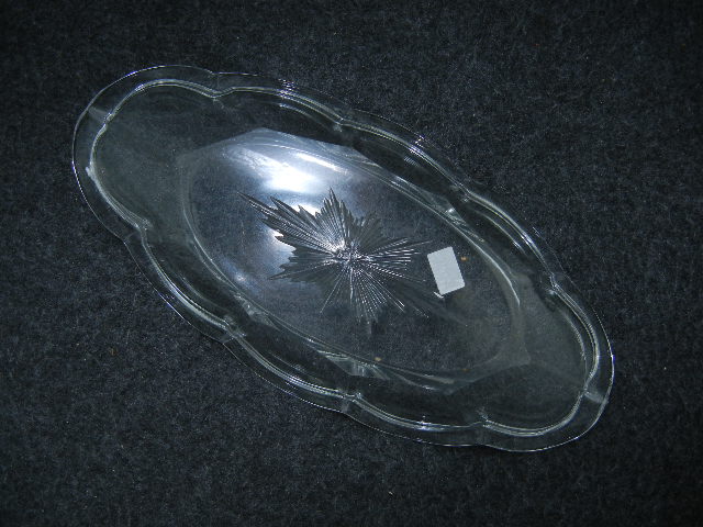 Pressed  Glass Spoon Holders Relish Dish Scalloped Edge