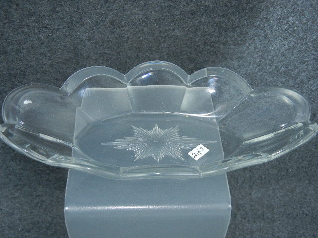 Pressed  Glass Spoon Holders Relish Dish Scalloped Edge