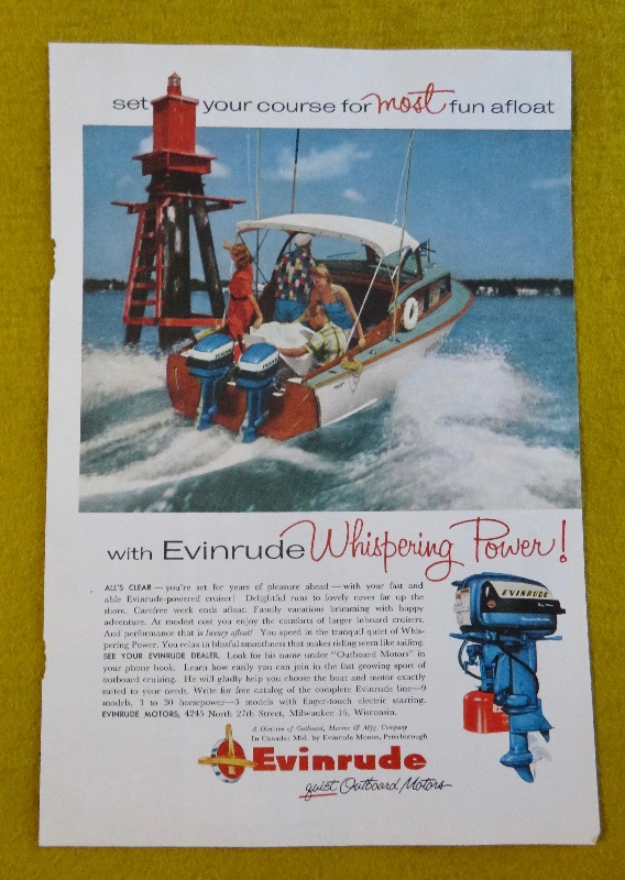 1956 Evinrude Outboard Motors with Two Couples Speeding in a Speed Boat